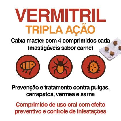Imagem de Anti Carrapato, Sarna, Verme Pulga 4 Comprimidos Mastigáveis Cães Entre 30 e 60kg