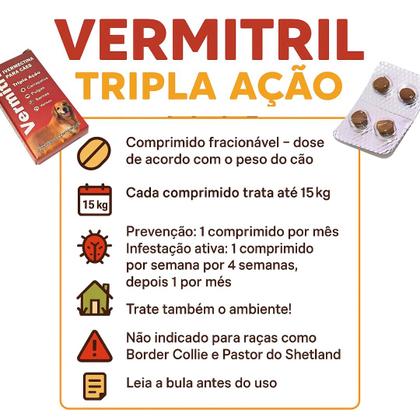 Imagem de Anti Pulga Carrapato Verme e Sarna para Cães de até 15kg Com 12 Comprimidos Mastigáveis
