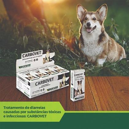 Imagem de Antidiarreico de Ação Bactericida Carbovet para Cães e Gatos - 20 Comprimidos - Biofarm
