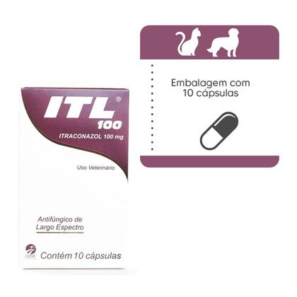 Imagem de Antifúngico para Cães ITL 100 mg 10 Cápsulas Cepav