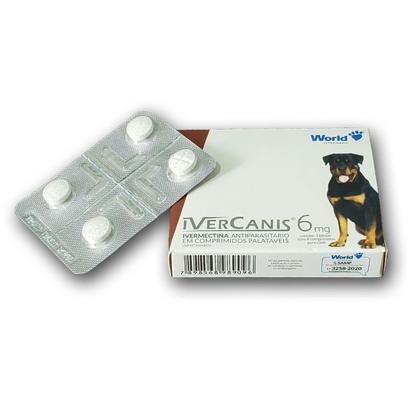 Imagem de Antiparasitário World Ivercanis 6mg para Cães de 30kg - Contém 1 blister com 4 comprimidos