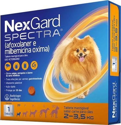 Imagem de Antipulgas, Carrapatos e Vermífugo NexGard Spectra para Cães de 2 a 3,5 kg  1 Tablete