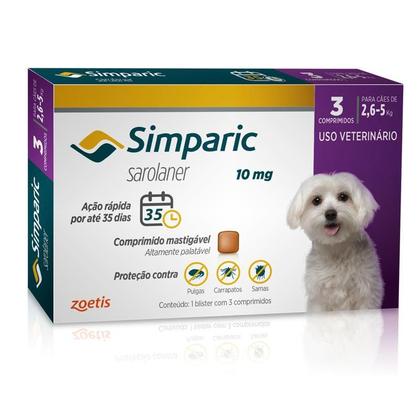 Imagem de Antipulgas Simparic 2,6 a 5 kg 10 mg - comprimido unitário