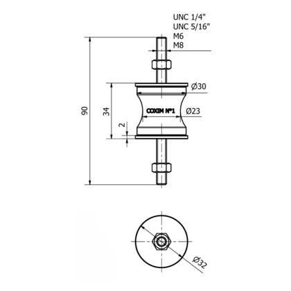 Imagem de Antivibratório Amortecedor Coxim I 5/16" 30x30mm 70kg Vibra-Stop