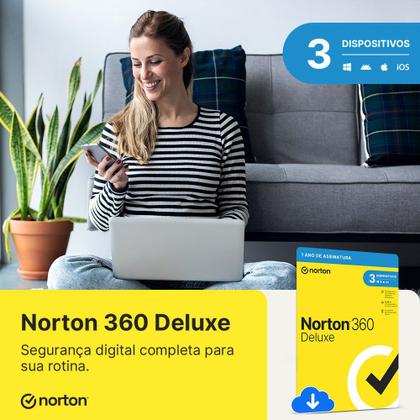 Imagem de Antivírus Norton 360 Deluxe - 3 Dispositivos - 12 Meses - 21405649