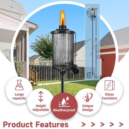 Imagem de Antorchas para Exterior FALBAWR 55" Vidrio Negro 473 ml con Soporte de 3 Puntas