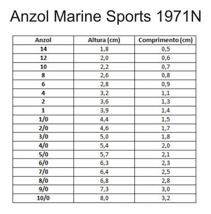 Imagem de Anzol 1971N Nickel N8 Cx.100pçs Marine Sports