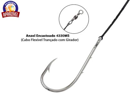 Imagem de Anzol 4330 MS Encastoado Flex c/ Girador 15cm Aprazível N7/0 - 5 Peças