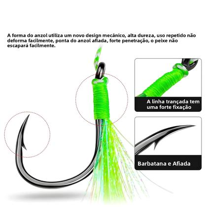 Imagem de Anzol Duplo Luminoso Com Franja, Conjunto De 5 Peças Para Água Salgada E Doce PROBEROS