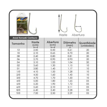 Imagem de Anzol Kenzaki Centauro 2/0 C/ 10 Unidades 100% aço carbono pesca iscas naturais