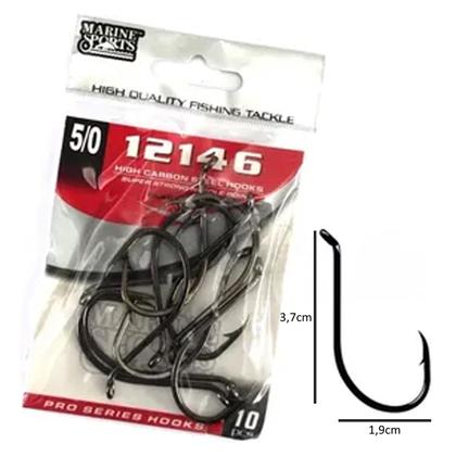 Imagem de Anzol Pesca Marine Sports 12146 N5/0 (3,7cm) Black 10 Peças