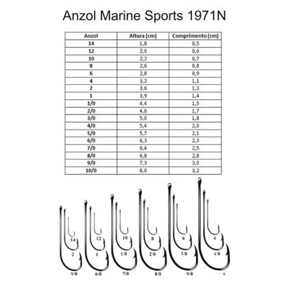 Imagem de Anzol Pesca Marine Sports 1971N Acabamento em Nickel Cartela Nº10 Com 50 Peças