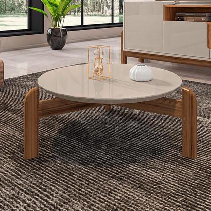 Imagem de Aparador 190 Com Mesa de Centro Lizz Pés de Madeira Maciça