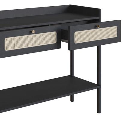 Imagem de Aparador 2 Gavetas 103cm Palhinha Pé Madeira Oslo Preto/Nero