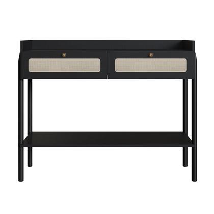Imagem de Aparador 2 Gavetas 103cm Palhinha Pé Madeira Oslo Preto/Nero