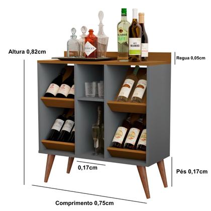 Imagem de Aparador Adega Bar com Prateleiras Pericles Plus Pés Palito - Cores - Comprar Moveis para sua Casa