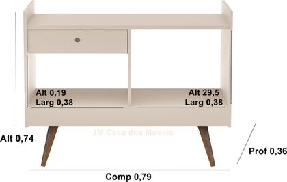 Imagem de Aparador Adega Bar Pés Palito Estilo Retrô 4064 cor Perola - Jm Casa dos Moveis