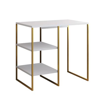 Imagem de Aparador Adega Industrial Bar Barzinho Bourbon Aço Dourado e Branco 80 Cm