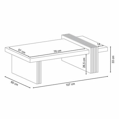 Imagem de Aparador Astro e Mesa de Centro Luna Nature Off White com Espelho  HB Móveis