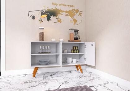 Imagem de Aparador Balcão Branco Para Sala De Estar Retrô