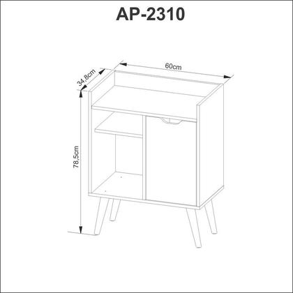 Imagem de Aparador Balcão Mesa para Café/Bar Multifuncional Amêndoa AP2310 Tecnomobili
