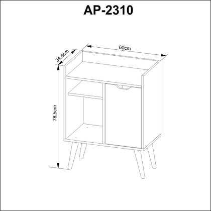 Imagem de Aparador Balcão Mesa para Café/Bar Multifuncional AP2310 Amêndoa - Tecno