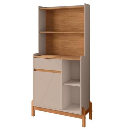 Imagem de Aparador Bancada Sala de Estar Buffet Balcão Jantar Armário Cozinha Cantinho do Café Bari Casa D - Offwhite/Cedro