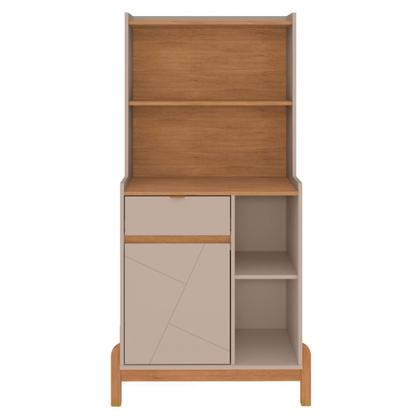 Imagem de Aparador Bancada Sala de Estar Buffet Balcão Jantar Armário Cozinha Cantinho do Café Bari Casa D - Offwhite/Cedro