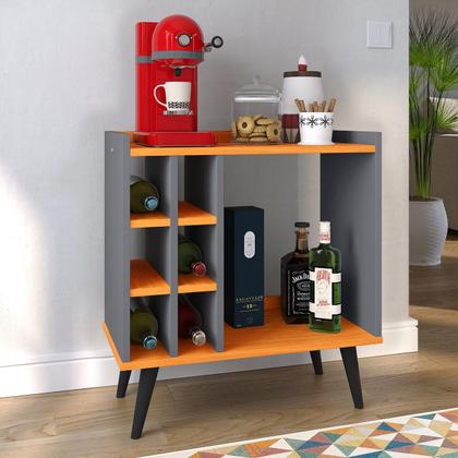 Imagem de Aparador Barzinho Retrô com Adega 6 Garrafas Cantinho Café Decoração Sala Estar Jantar Escritório Hall Cozinha Pequena Luxo - Baden - RPM