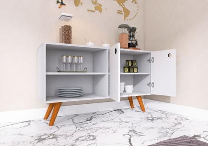 Imagem de Aparador Branco C 2 Portas + 4 Pés Palito Para Sala De Estar