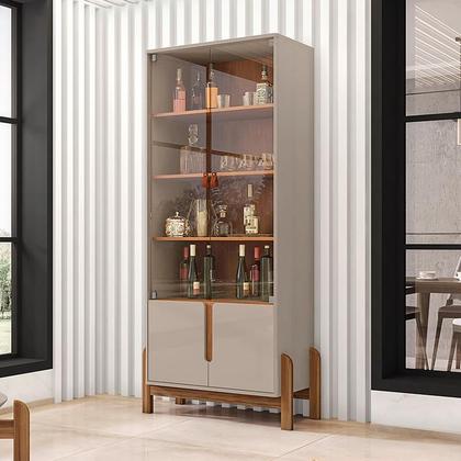 Imagem de Aparador Buffet 170 Com Cristaleira Lizz Pés Madeira Maciça