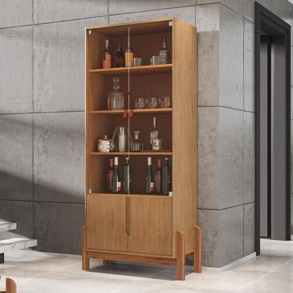 Imagem de Aparador Buffet 190 Com Cristaleira Lizz Pés Madeira Maciça