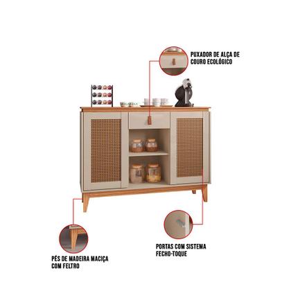 Imagem de Aparador Buffet 2 Portas e 1 Gaveta Zoe - D'Rossi