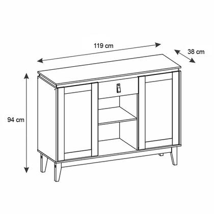 Imagem de Aparador Buffet 2 Portas e 1 Gaveta Zoe - D'Rossi