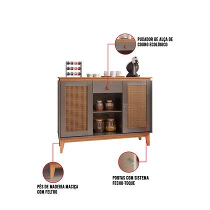 Imagem de Aparador Buffet 2 Portas e 1 Gaveta Zoe - D'Rossi