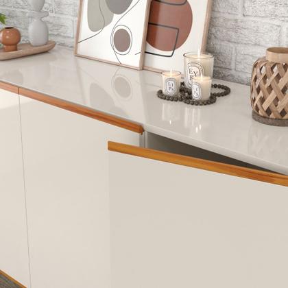 Imagem de Aparador Buffet 3 Portas Ares Lux Pés Madeira Decoração Cantinho Café Cozinha Sala Moderno Bar