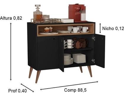 Imagem de Aparador Buffet 3 Portas Cantinho do Café Arenzo Pé Palito Cores - Comprar Moveis em Casa