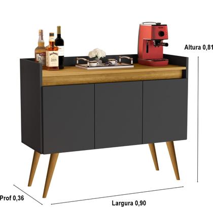 Imagem de Aparador Buffet 3 Portas Canto do Café Luxo Pés Palito Cores - Comprar Moveis em Casa