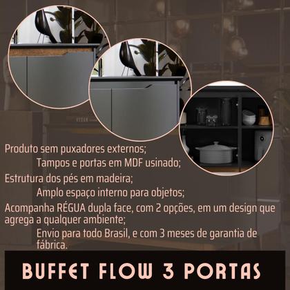 Imagem de Aparador Buffet 3 Portas Moderno Mdf/mdp Multiuso Retro Top