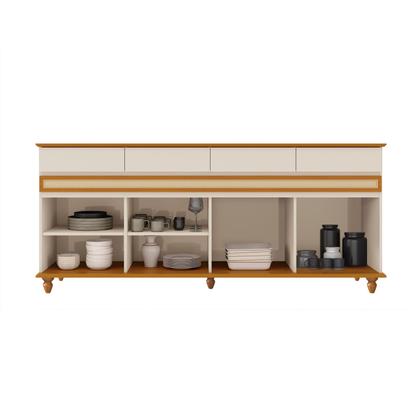 Imagem de Aparador Buffet 4 Portas 4 Gavetas com Pés em Madeira Maciça Dublin