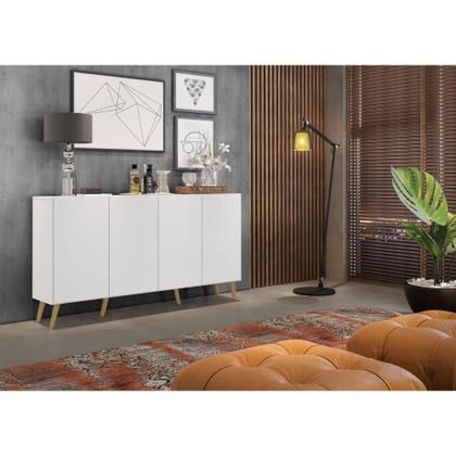 Imagem de Aparador Buffet 4 Portas c/ Pés Retrô Veneza Multimóveis Branco/Natural