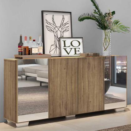 Imagem de Aparador Buffet 4 Portas com Espelho e Pés Quadrados Vegas Multimóveis V3563