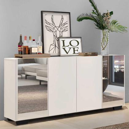 Imagem de Aparador Buffet 4 Portas com Espelho e Pés Quadrados Vegas Multimóveis V3563