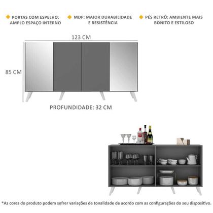 Imagem de Aparador Buffet 4 Portas com Espelho Retrô Vegas Multimóveis V3562