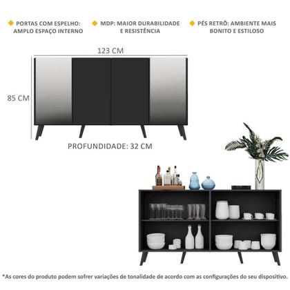 Imagem de Aparador Buffet 4 Portas com Espelho Retrô Vegas Multimóveis V3562