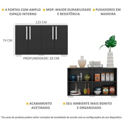 Imagem de Aparador Buffet 4 Portas com Pés Quadrados Viena Multimóveis V3607