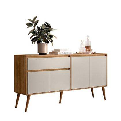 Imagem de Aparador Buffet 4 Portas E 1 Gaveta 1,60m Ravi Nature Off White - Peternella