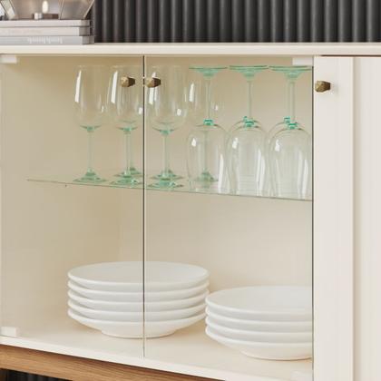 Imagem de Aparador Buffet 4 Portas Ripado com Vidro Eiffel