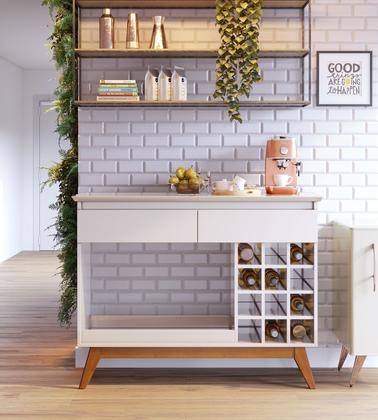 Imagem de Aparador Buffet Adega Sala de Jantar e Jantar Retrô Classic - OFFWHITE