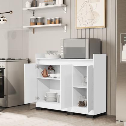 Imagem de Aparador Buffet Balcão Real 3 Portas Escritório Cozinha Sala Cantinho do Café Amplo Espaço Interno e Design Moderno